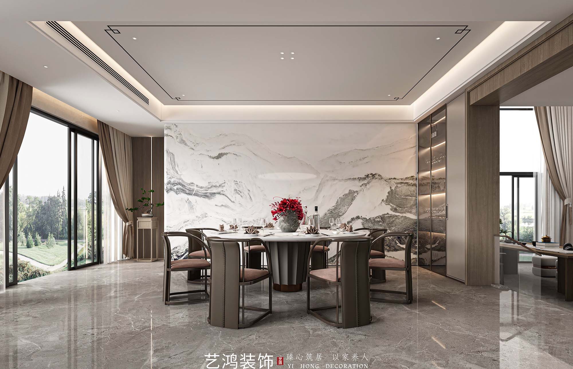 艺鸿案例丨新天半山1200㎡别墅全案落地，三代同堂的理想生活(图7)